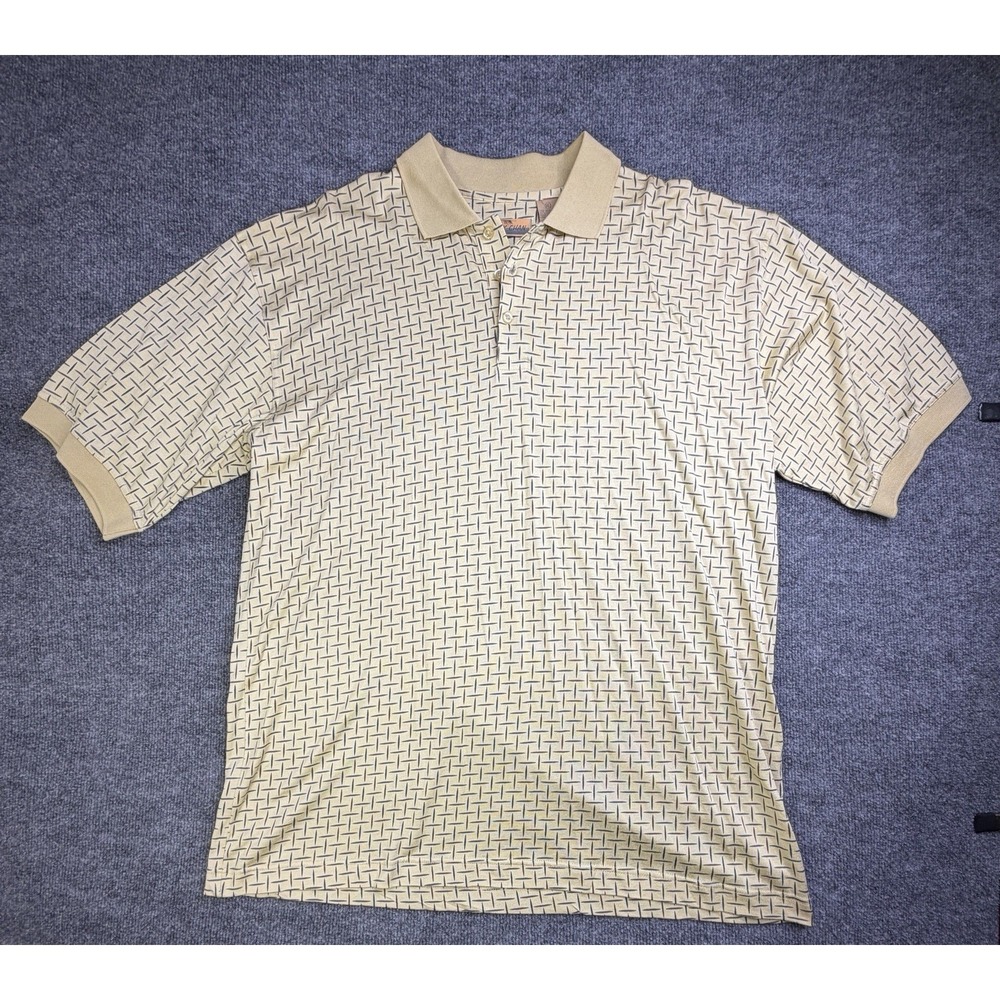 Bobby Chan Men's XL Light Brown / Beige Silk Cotton Golf Polo Shirt